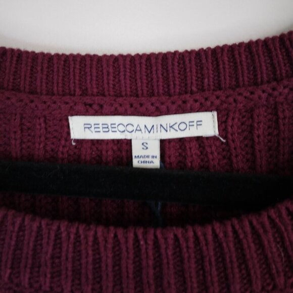 Rebecca Minkoff Teresa Burgundy Bell Sleeve Cropped Knit Sweater Size S - Picture 6 of 11